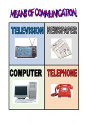 English Worksheet: Means of communication. Flash card