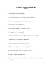 English worksheet: Conditionals Type II