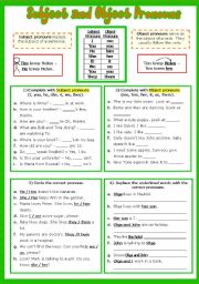 Subject and Object Pronouns Part 1 # Answer Key # Fully editable