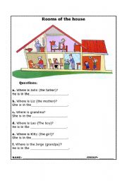 English Worksheet: Rooms of the house