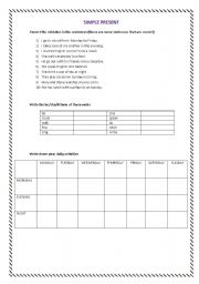 English worksheet: Simple Present Activities