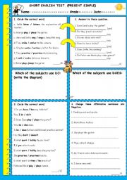 English Worksheet: Present Simple short test