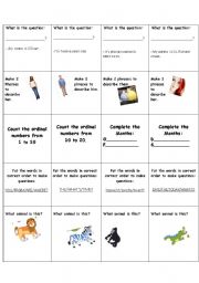 English Worksheet: Game Cards