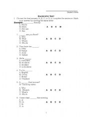 English Worksheet: Diagnostic / Final Grammar Test