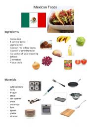 English Worksheet: Mexican Tacos Recipe