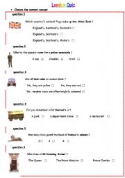 English Worksheet: The London Quiz