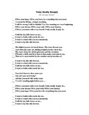 English worksheet: Song, Truly Madly Deeply