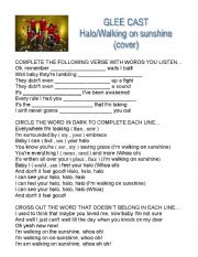 English worksheet: Halo  Walking on sunshine