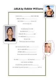 English worksheet: LOLA, Robbie Williams