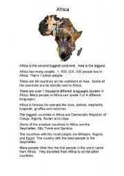 English Worksheet: Continents info 3 (Africa and Antarctica)