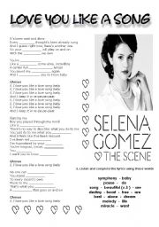 English Worksheet: Love You Like a Song 