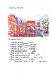 English Worksheet: Teens room.