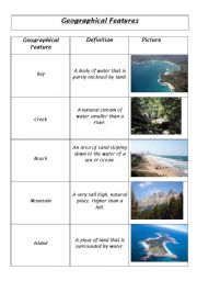 English Worksheet: Geographical features (part1)