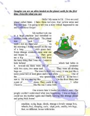 English Worksheet: Imagine you are an alien landed on the planet earth