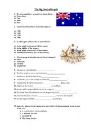 English Worksheet: The Big Australia Quiz