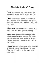 English Worksheet: The Life Cycle Of Frogs