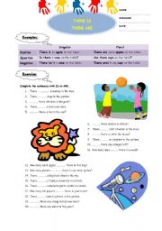 English Worksheet: There is, There are