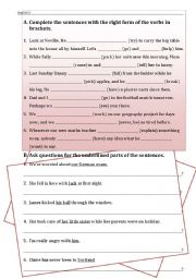 English Worksheet: Exercises- Questions, Mixed Tenses