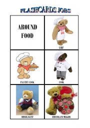 English Worksheet: flashcards jobs : AROUND FOOD