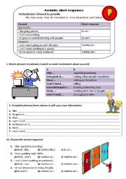 GERUNDS AND SHORT RESPONSES