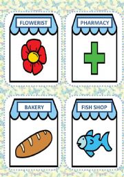 English Worksheet: SHOPS FLASH CARDS#1