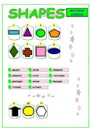 English Worksheet: shapes matching