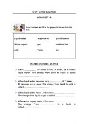 English worksheet: Facts of water in nature