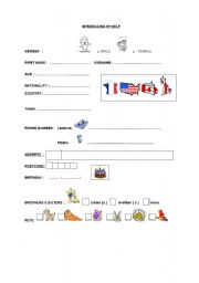 English Worksheet: introducing myself