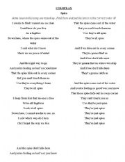 English Worksheet: Coldplay SPIES