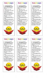 English Worksheet: Study Tips bookmarks!