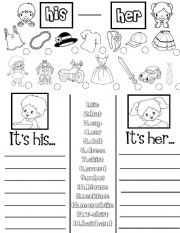 English Worksheet: His -Her (practice sheet)