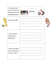 English worksheet: If I were...(Body Parts)