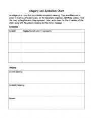 English Worksheet: Symbolism Chart