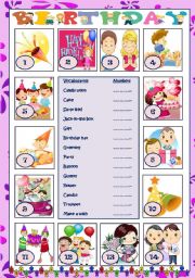 English Worksheet: all about birthday