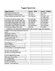 English Worksheet: Tagged Questions