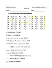 English Worksheet: Vocabulary