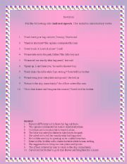 English Worksheet: Direct Indirect Speech Worksheet