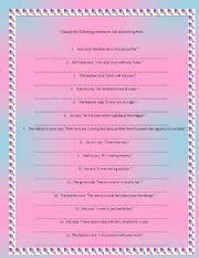 English Worksheet: Direct Indirect Speech Worksheet 2