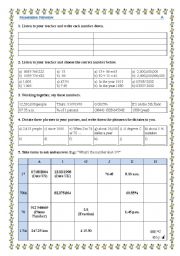 Numbers Pairwork - Revision: dates, time, fractions etc.