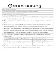 English worksheet: green issues