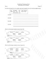 English Worksheet: Large Number