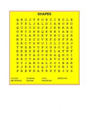 English Worksheet: Shapes word search