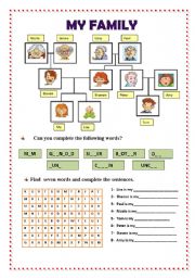 English Worksheet: My family