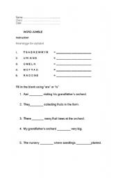 English Worksheet: jumble word fruit
