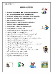 English Worksheet: Conversation - Leisure Activities