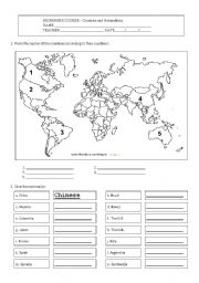 English Worksheet: Countries and Nationalities