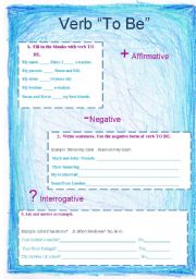 English Worksheet: Verb To Be