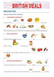 English Worksheet: BRITISH MEALS