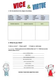 English Worksheet: VICE AND VIRTUE