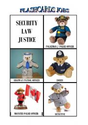 English worksheet: flashcards jobs : security law justice